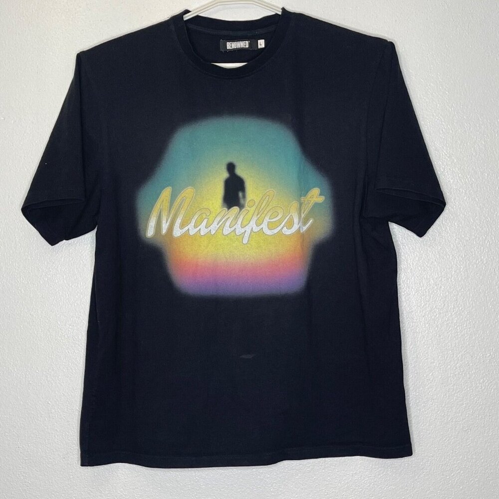 Renowned Manifest tee shirt black size large  pre owned good condition